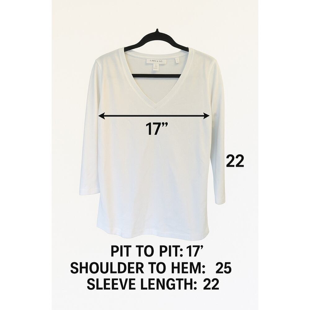 Lark & Ro Women's Three Quarter Sleeve V-Neck Blouse Size Large  - NWT - Picture 9 of 9